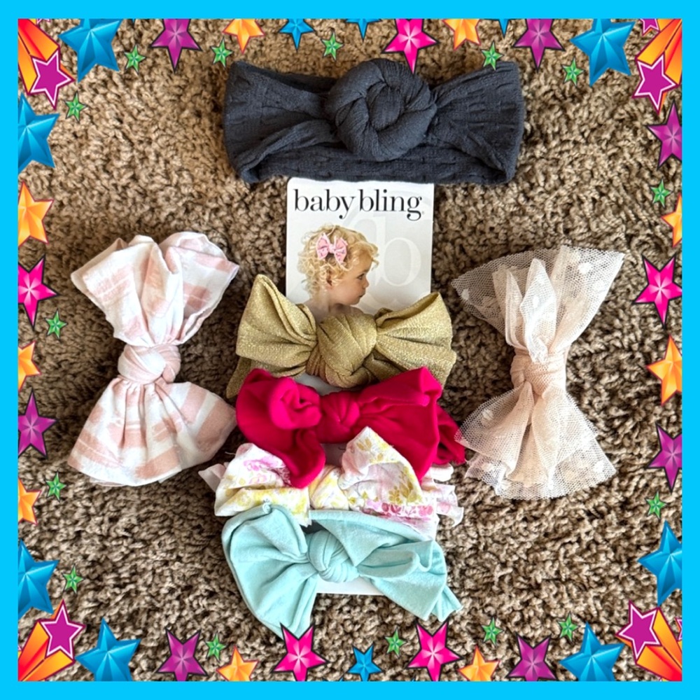 BABY BLING Bow Headband Set 7 - Multicolor Toddler OS